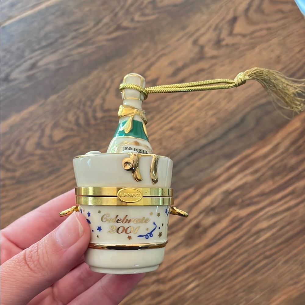 Lenox Gold and Cream Champagne Ornament